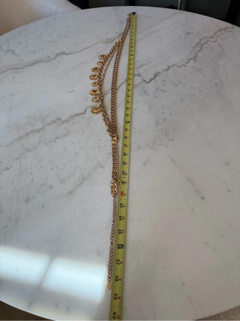 Zara Layered Gold Chain Charm Waist Belt | Coin & Sun Medallion Statement Belt